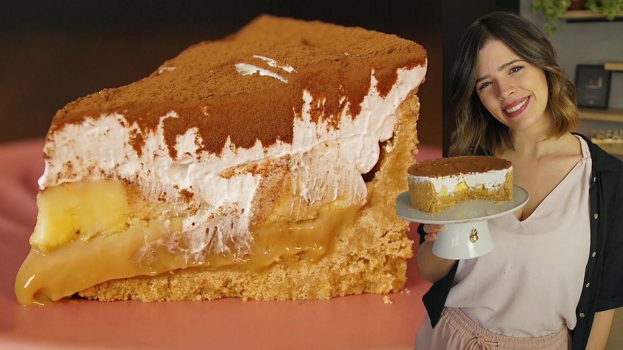 COMO FAZER TORTA BANOFFE (Torta de Banana e Doce de Leite) | TPM por Ju Ferraz