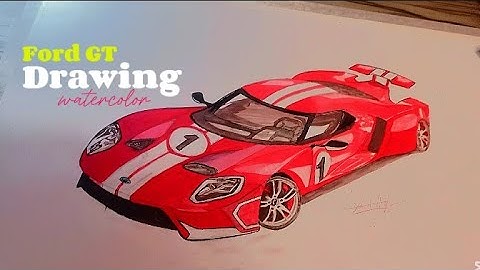 Drawing Ford GT TimeLapse | Supercar Art | Automotive Drawing | WaterColour Drawing