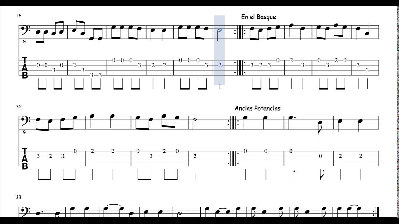 3 of 30 Popurri Mix Tab for Electric Bass Solfeando Historia de un lugar En el Bosque