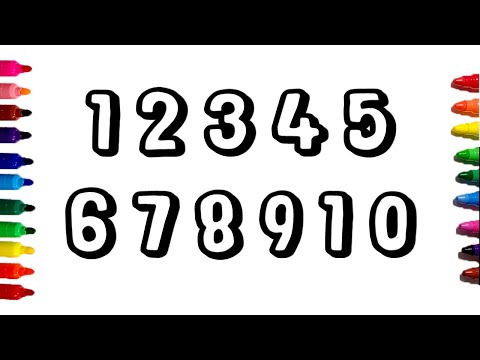 Glitter Number Coloring pages Learn Colors Learn Numbers | 1~10 숫자 그리기 색칠하기 영어 공부