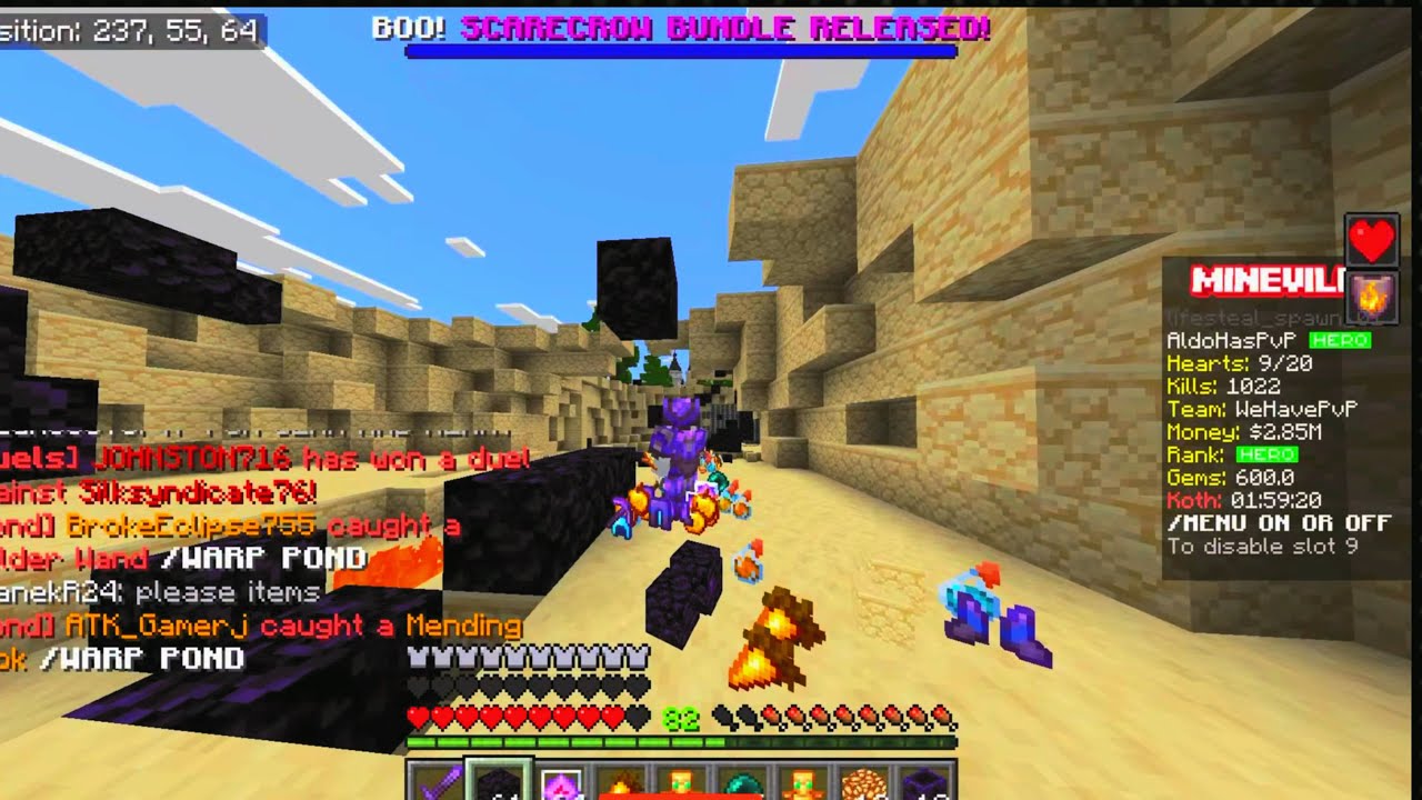 Killing stacked netherites in Mineville Lifesteal