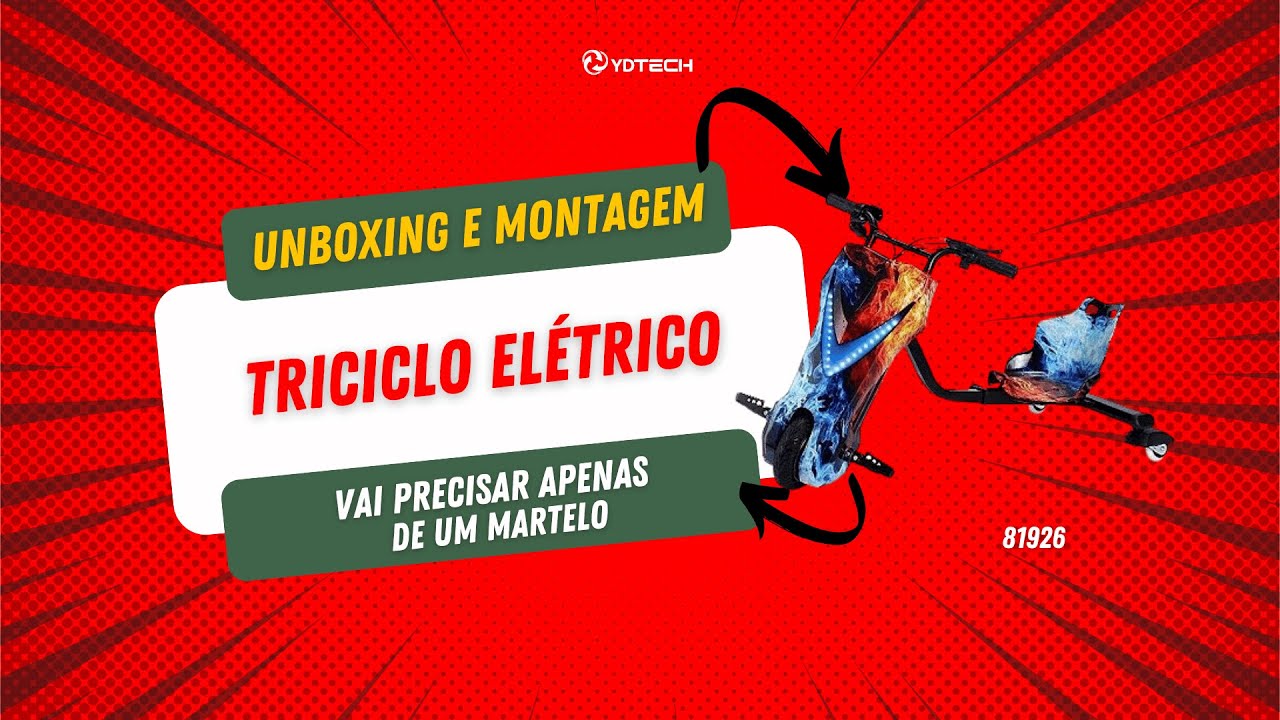 Unboxing e Montagem do Triciclo Elétrico 250w com Bluetooth YDTECH - 81926