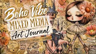 BOHO GIRL / Creating a Boho Mixed Media Art Journal Page | Art Journal Tutorial