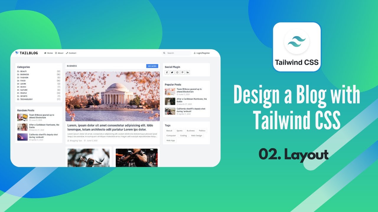 Design a Blog with Tailwind CSS in Bangla - 03 Layout - YouTube