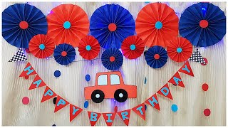 Car Theme birthday Decoration ideas for boys | Birthday banner | Birthday backdrop