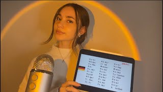 ASMR Teaching you German 🇩🇪( repeating phrases, close up)