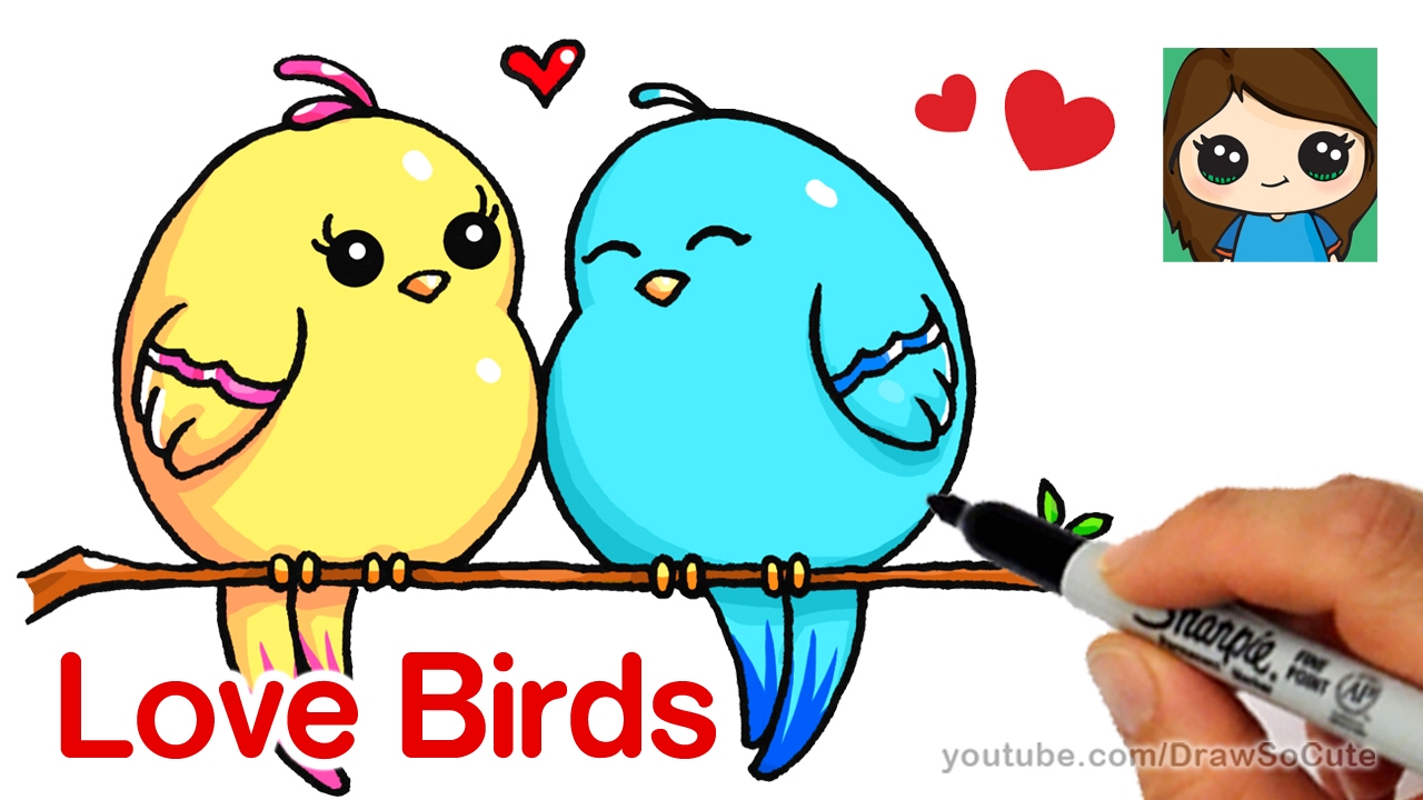 How to Draw Cartoon Love Birds Easy - YouTube