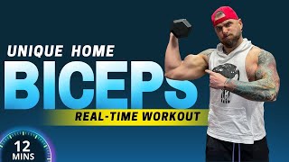 12 min BICEP home dumbbell workout with a twist (works with any weights)