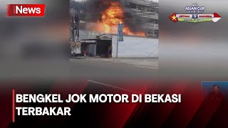 Kebakaran Bengkel Jok Motor di Bekasi, Jawa Barat, Terekam Kamera Ponsel Warga
