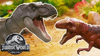 Dino Battles: T-Rex Vs. Metriacantho & Ankylosaurus | Jurassic World | Mattel Action!