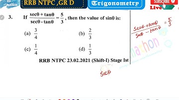 If sec theta + tan theta/sec theta - tan theta = 5/3.Then the value of sin theta is