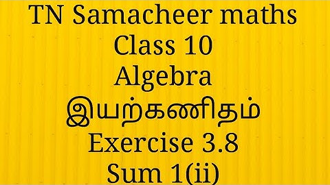 Sum 1(ii) /Exercise 3.8/ Algebra/ Class 10/Tamilnadu Samacheer maths