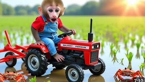 Monkey Nana Drives a Tractor 🚜🌪️ Brave Journey Through the Storm to Save the Road :