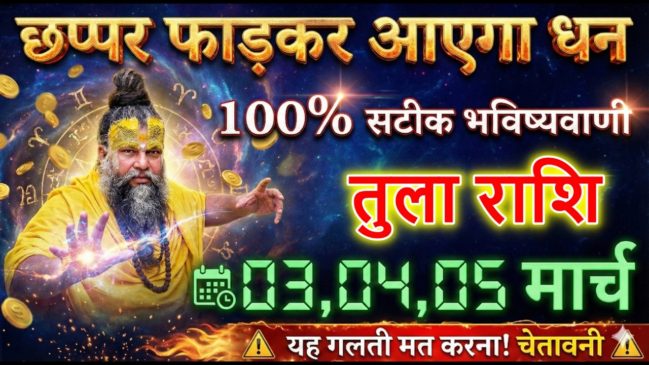 तुला राशि 3,4,4 मार्च छप्पर फाड़कर आएगा धन होली से पहले यह गलती मत करना! चेतावनी? @tulabharti