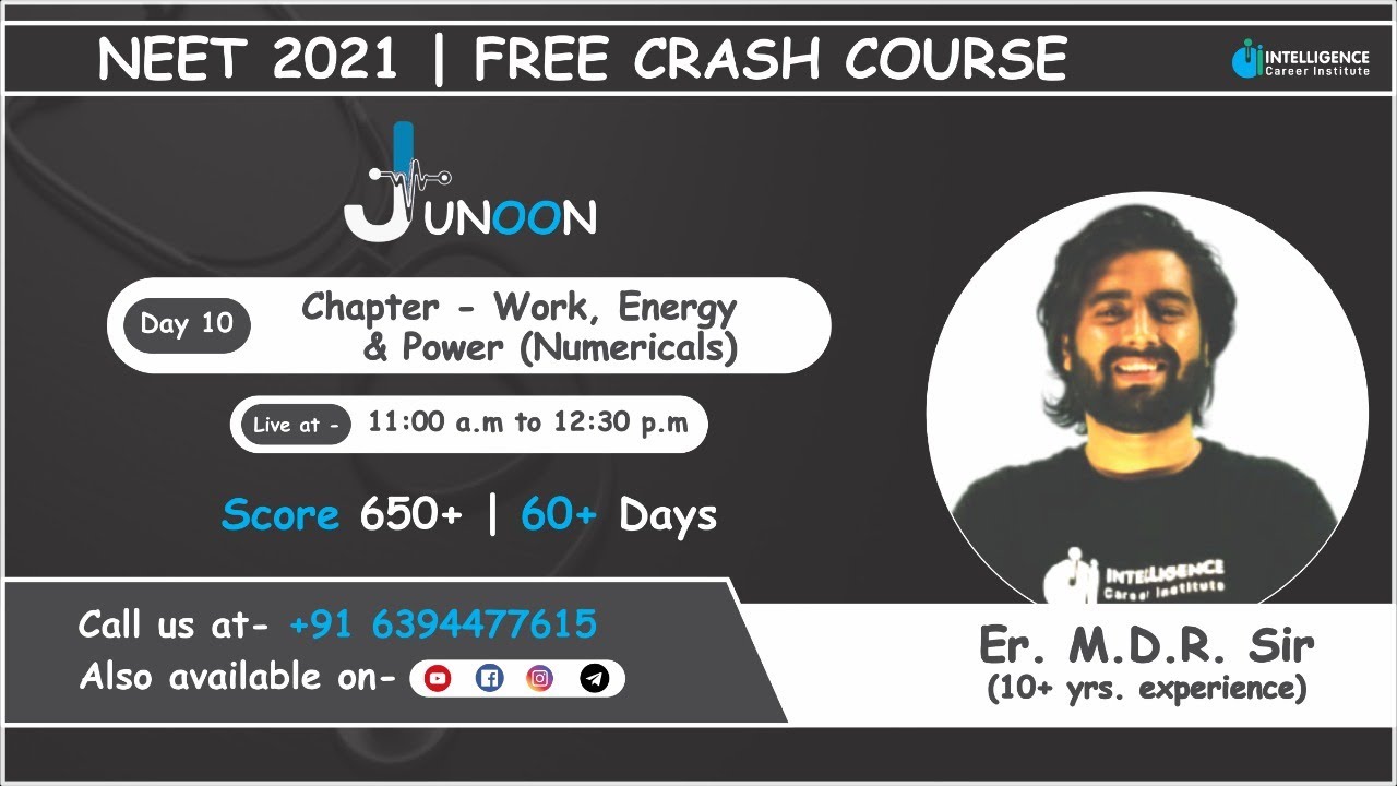 Work, Energy & Power (Numericals) | By M.D.R. Sir | Junoon Crash Course for Neet 2021