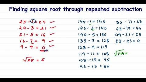 how to find square root by repeated subtraction. Class 8th.find square root how to find square root