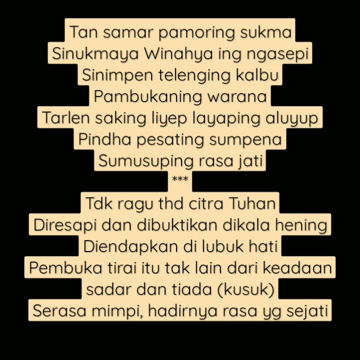Tembang Macapat Pangkur | Tan samar pamoring sukma |