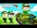 ¡¡VAMOS A LA GUERRA CON TANQUES Y SOLDADOS!! WAR SIMULATOR ROBLOX 💙💚💛 BEBE MILO VITA Y ADRI 😍