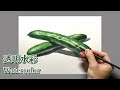[水彩画] 1時間10分で描くリアルなキュウリのメイキング | 描き方 | Watercolor Painting | -No.622