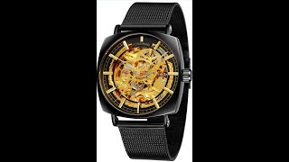 Unboxing Forsining Automatic Mechanical Skelton Transparent Analog Mesh Steel Band Men's Watch-