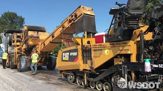 An up-close look of crews laying down new asphalt on the westbound US 2 trestle, Aug. 3-6