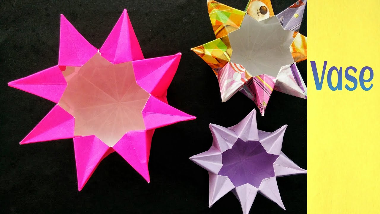 Origami Paper Flower Vaselantern 8 Pointsdiwalichristmaseid Decoration