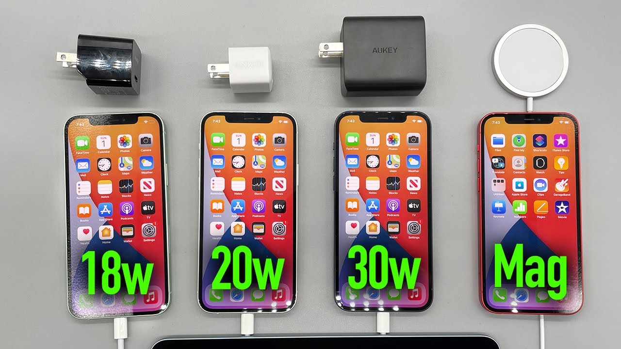 iPhone 12 Charge Test  18w vs 20w vs 30w vs Magsafe Charger 