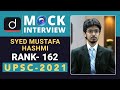 Syed mustafa hashmi rank162  upsc 2021  english medium  mock interview  drishti ias english