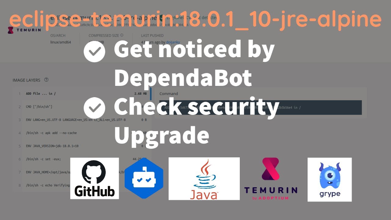 Docker upgrade eclipse temurin18 0 1 10 jre alpine and security YouTube