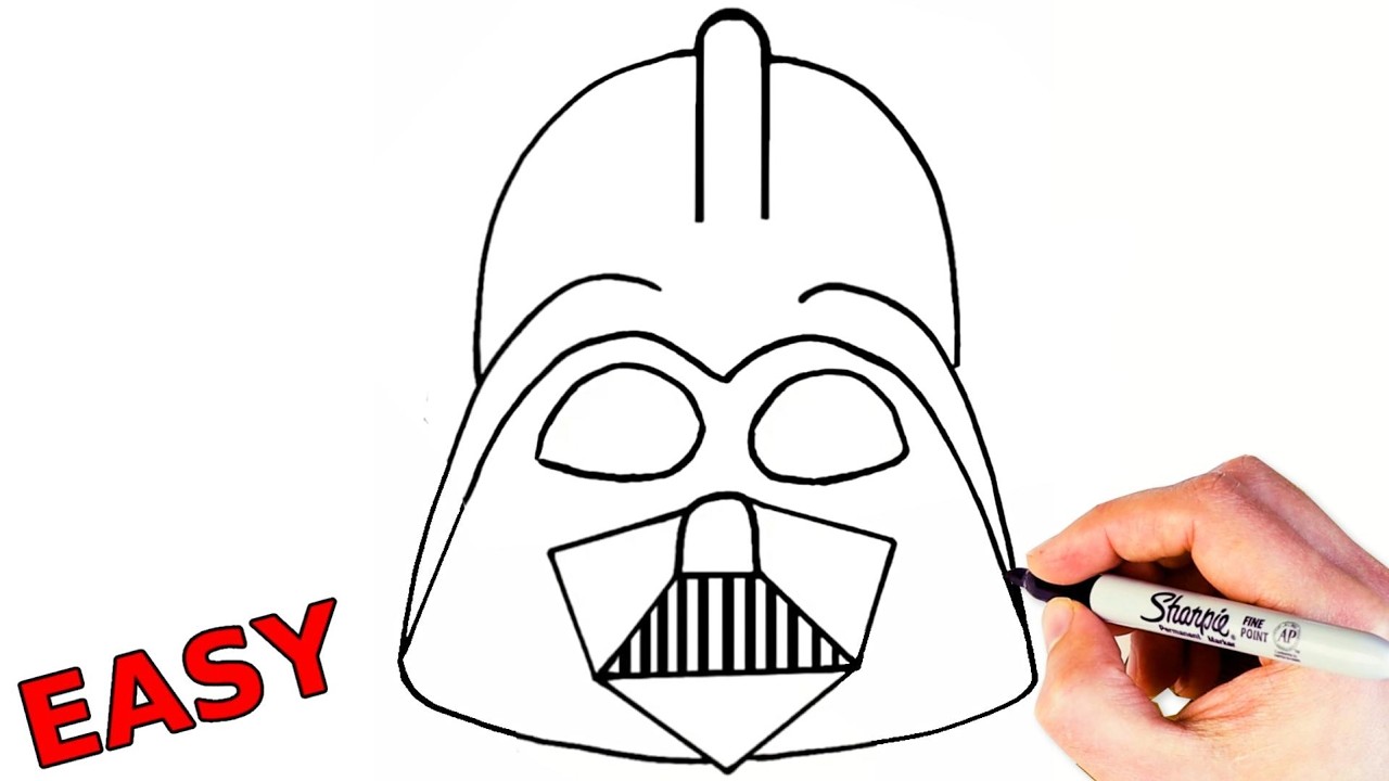 How to Draw Darth Vader Helmet Super Easy | Star Wars Tutorials - YouTube