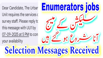 Enumerators Selection Messages Received The Urban Unit Punjab