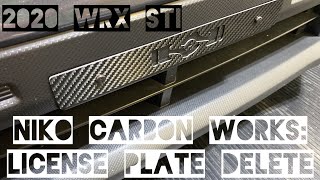 Niko CarbonWorks: Carbon Fiber License Plate Delete, 2020 Subaru WRX STI