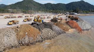 Transforming Beaches Watch a Mighty Bulldozer Create New Land By Pushing Soil & Stones into the Sea