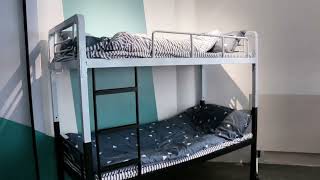Dormitory Adult Steel Bunk Bed Military Style Durable Hostel Metal Bunk Beds