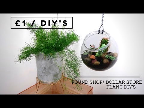 POUNDLAND DOLLAR STORE DIY  | HANGING TERRARIUM & MARBLE PLANTER | £1 DIY DECOR 2018