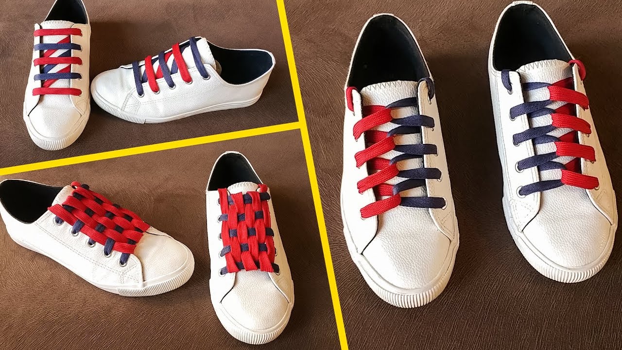 3 Dual Colors Style Shoe Lacing | shoes lace styles | how to tie shoes ...