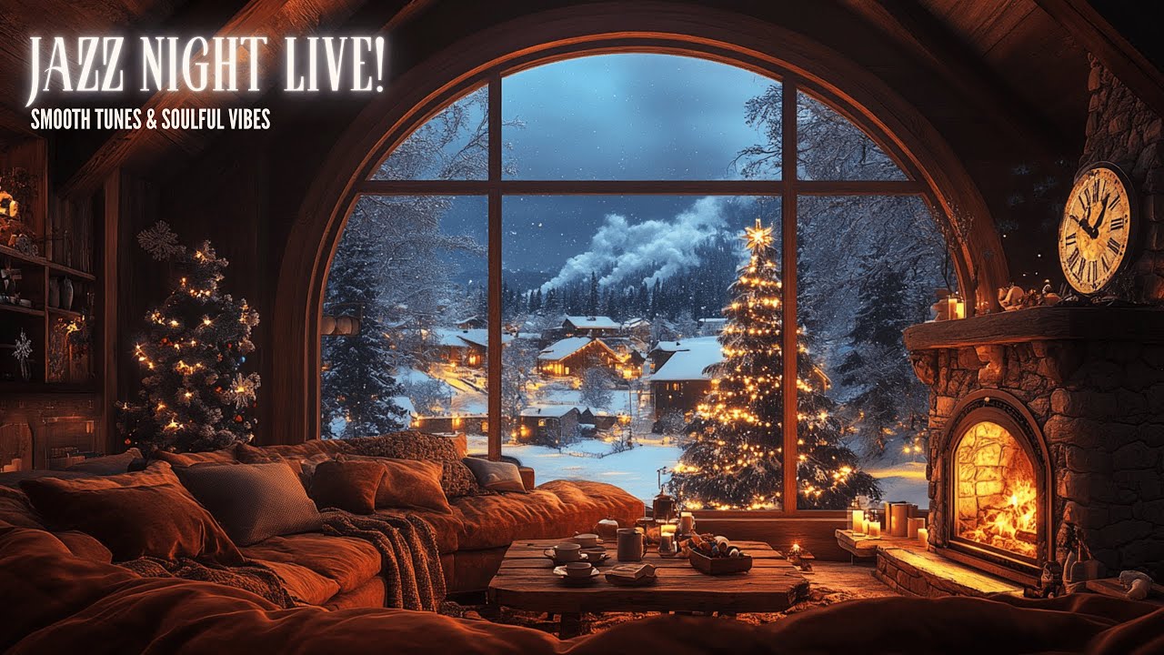 LIVE (NO ADS) Winter Jazz 🎷 Cozy Snowy Cabin Ambience for Relaxing, Focus, and Late Nights