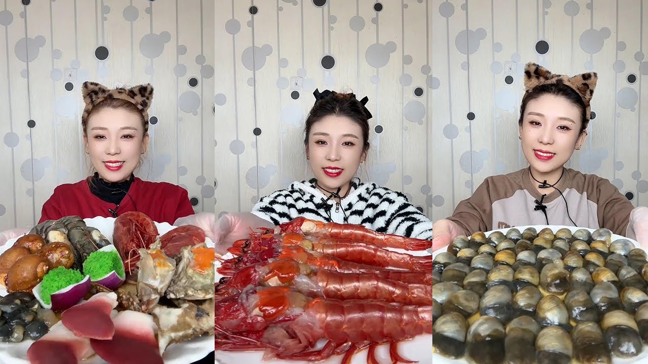 【XueYan Mukbang】Seafood platter+Red Magic Shrimp+Mud Snail🦀🦞🦐🐟🐚#Seafood#sashimi#gourmet#asmr