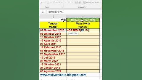 RUMUS EXCEL: DATEDIF (MENGHITUNG SELISIH 2 TANGGAL) #excel #tanggal #datedif #date