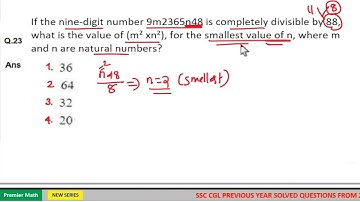If the nine digit number 9m2365n48 is completely divisible by 88, what is the value of m² xn², for t