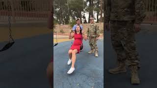Pregnant wife turns around and sees her military husband for the first time in 8 months!❤️ #shorts screenshot 5