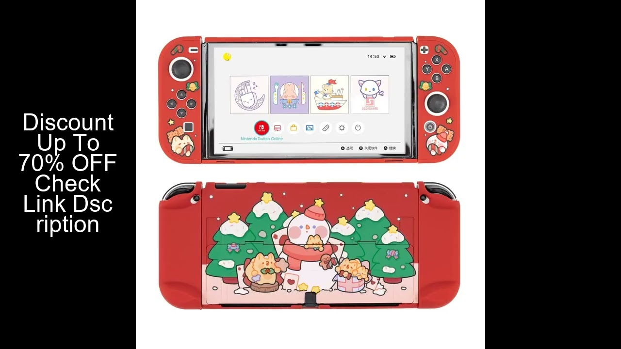 Geekshare Christmas Theme Protective Case Compatible with Nintendo Switch OLED and Joy-Con Hard Shel