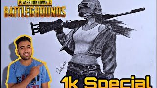 1k Special Pubg Girl Character Sketch | Pubg character Drawing Step By Step Tutorial | Pankaj Art