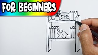 How to draw a bookshelf | Simple Drawings