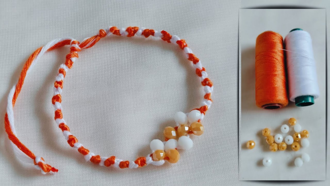 Cara Buat Gelang Dari Benang Jahit dengan Mutiara Kristal|| Friendship Bracelet with Rondele Crystal