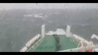 Waves Slam Ferry in Long Island Sound