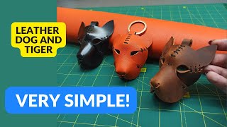 DIY a dog and a tiger keychain. Pattern Leather