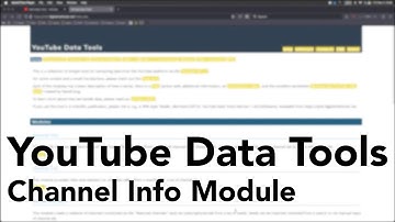 YouTube Data Tools - Channel Info Module (Nov 2023)