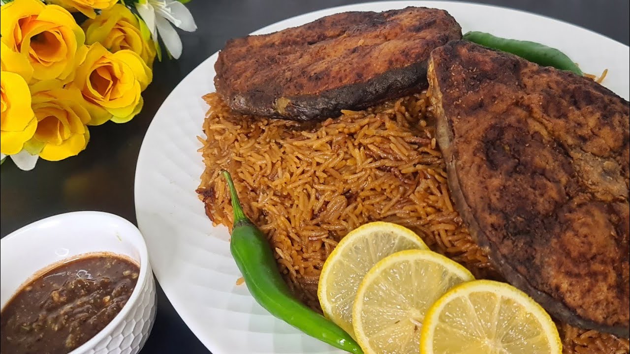 طبخ  رز صياديه مع سمك الكنعد المقرمش وسلطه تمرهندي رووووعه