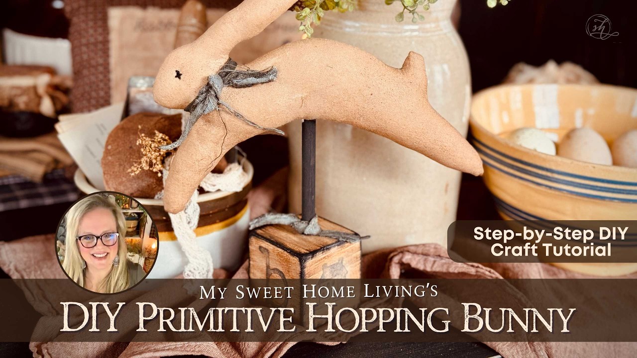 DIY Primitive Hopping Bunny Rabbit - How to Sew Beginner Spring Craft ...